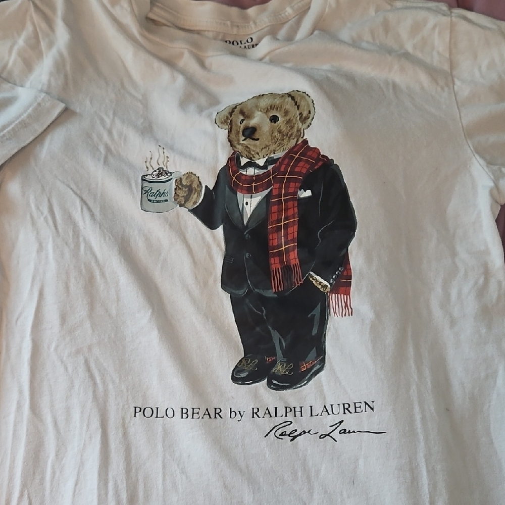 Ralph Lauren White Tee with Polo Bear in Tuxedo